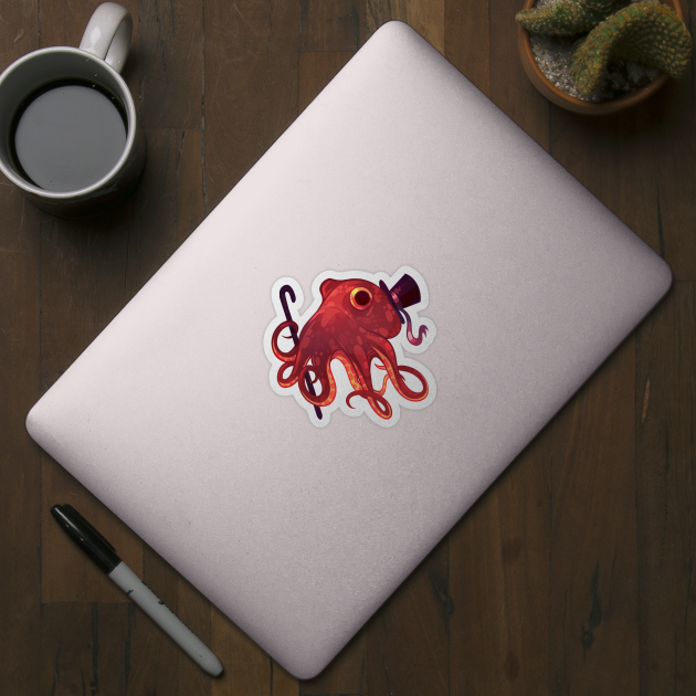 Red Octopus Gentleman by Claire Lin